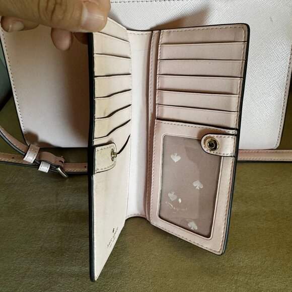 Kate Spade Staci Medium Satchel & Staci Large Slim Bifold Wallet Chalk Pink - Picture 7 of 17
